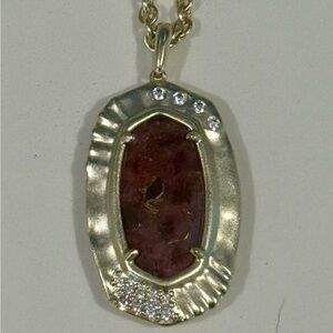 Kendra Scott Gold Necklace with Deep Red Pendant